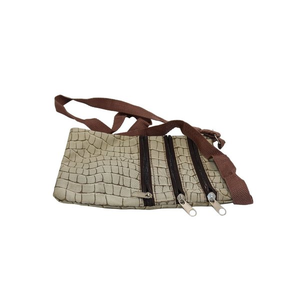 AZ Khaki Medium Bag Cross Body Crossover Zippered Camera Travel Purse Shoulder - Picture 1 of 7